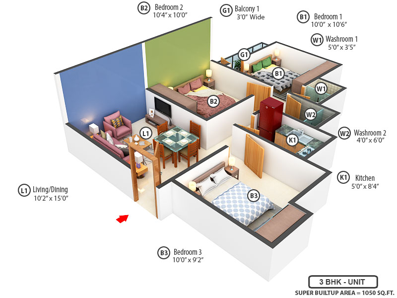 3DFloorPlan of Silver Gardenia