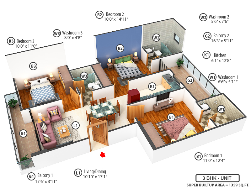 3DFloorPlan of MRG Crown