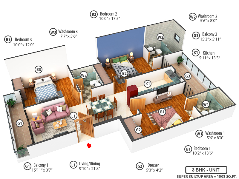 3DFloorPlan of MRG Crown
