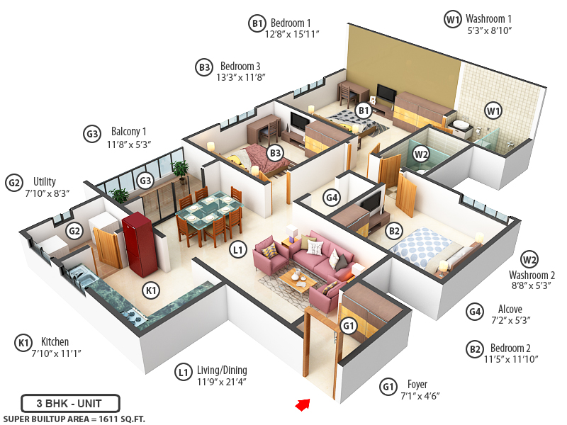 3DFloorPlan of Sobha Neopolis