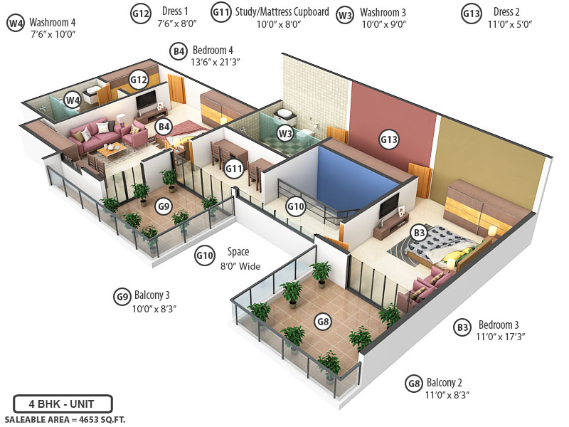 Upper Level Penthouse Plan