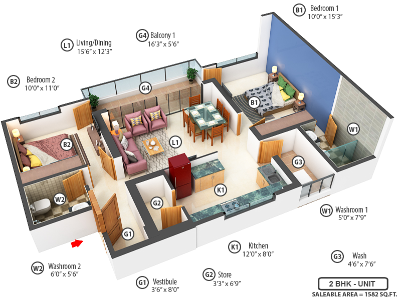 3DFloorPlan of Shivalik Skyview