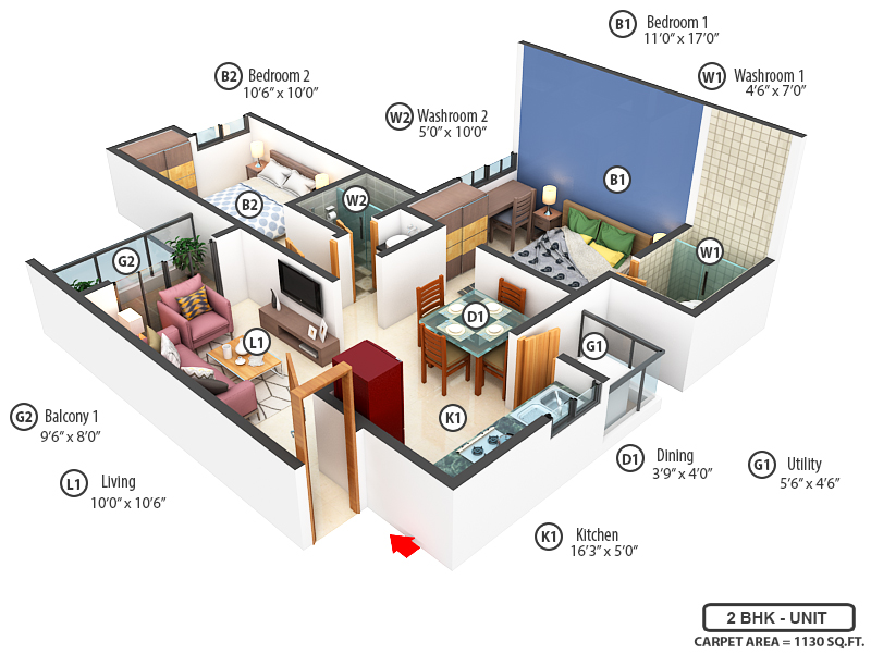 3DFloorPlan of Rohan Ekanta Phase 1
