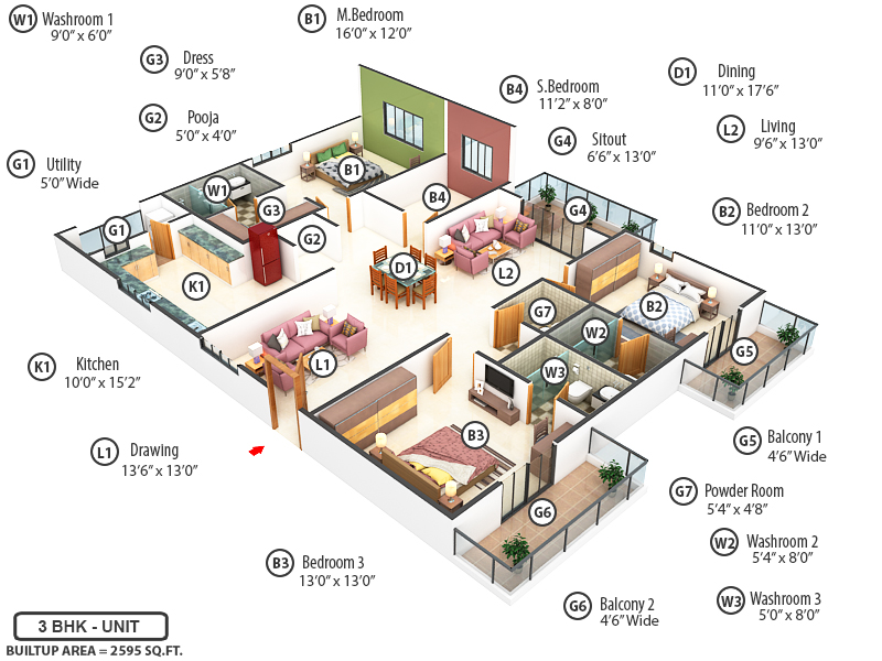 3DFloorPlan of Radhey Skye