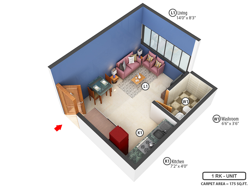3DFloorPlan of Marathon Neovalley Narmada Wing B