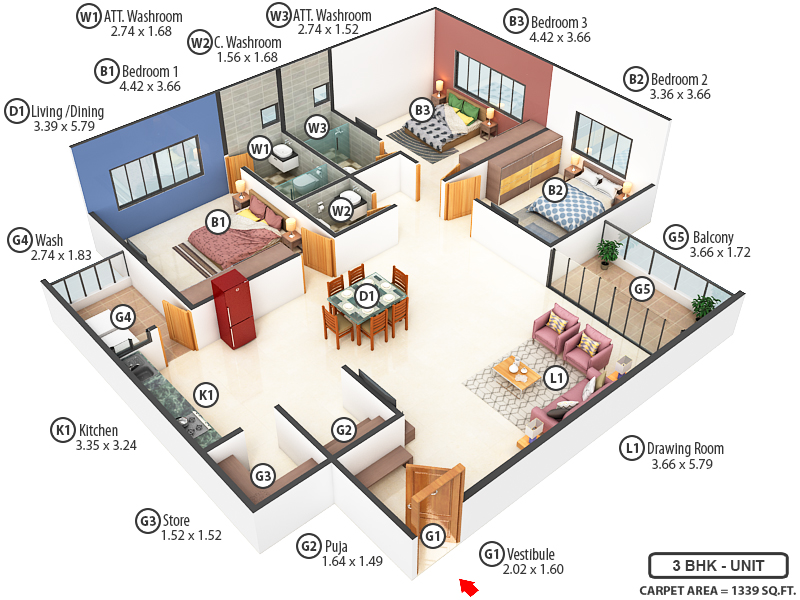 3DFloorPlan of Arth Saharsh Viera