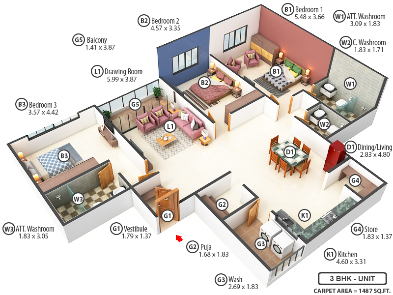 3DFloorPlan of Arth Saharsh Viera
