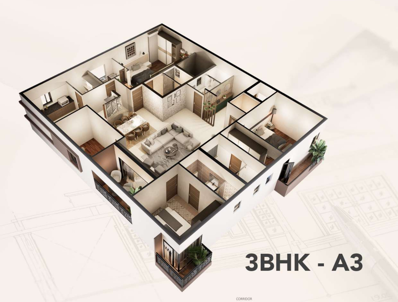 3DFloorPlan of Bhavish Blooming Meadows