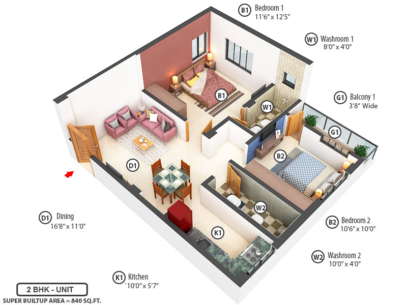 3DFloorPlan of Ajanta Housing Complex