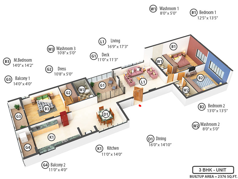 3DFloorPlan of Quality Anantha Villa