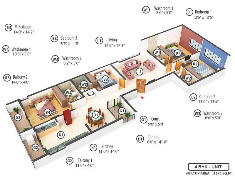 3DFloorPlan of Quality Anantha Villa