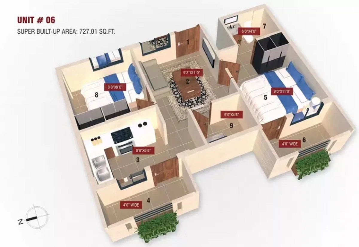 3DFloorPlan of Indium Blossom