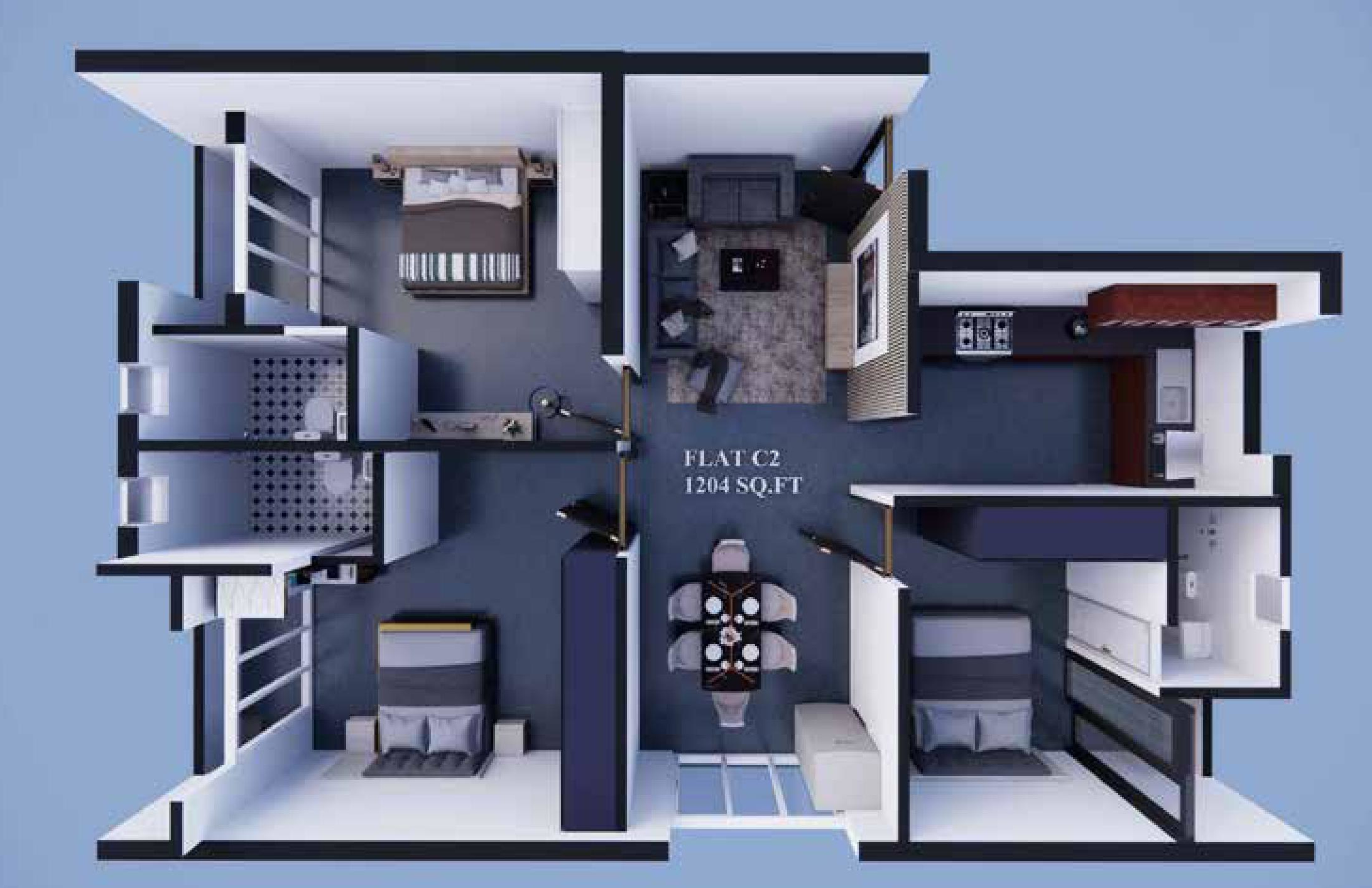 3DFloorPlan of Oblong Vega 4
