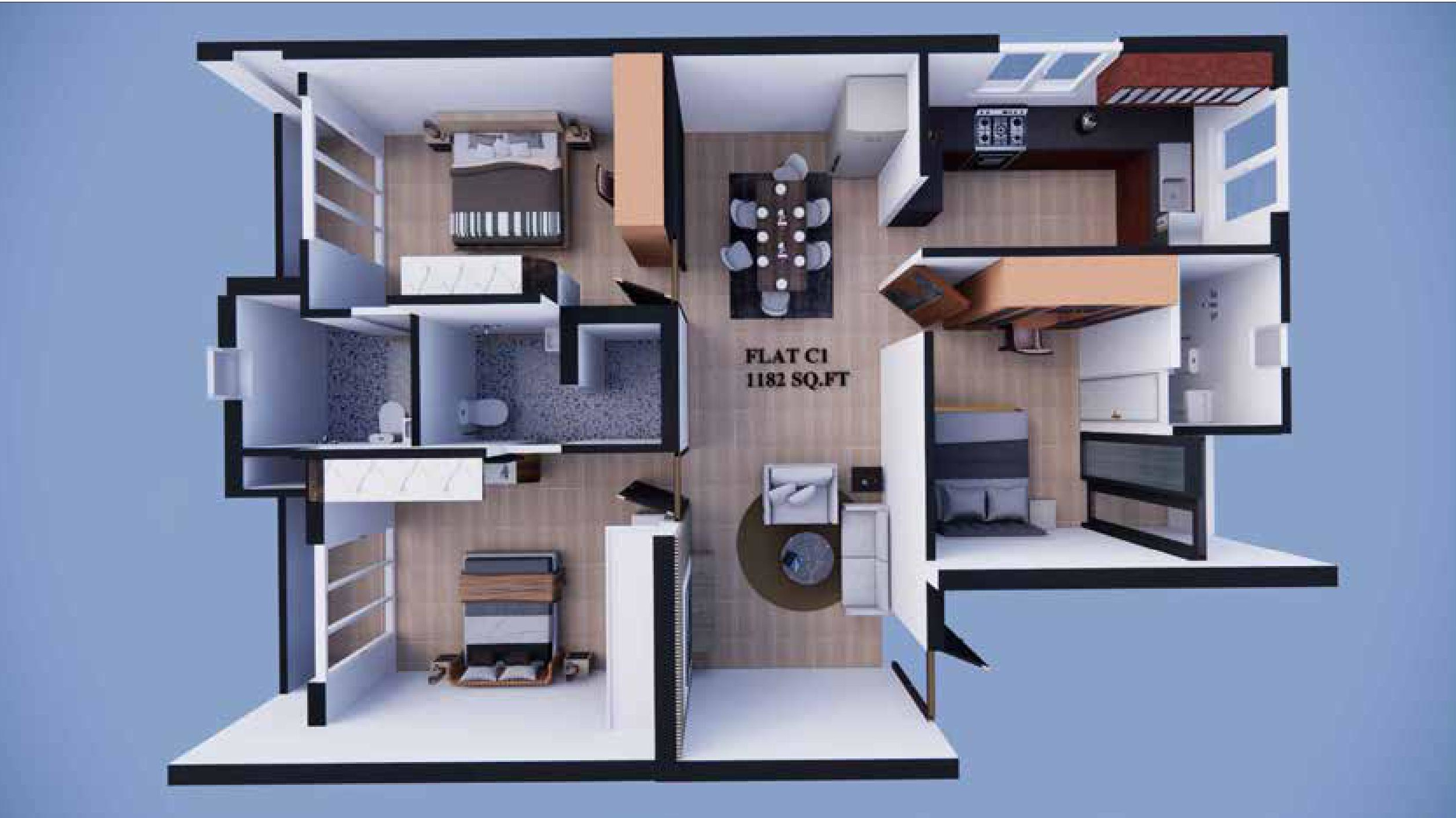 3DFloorPlan of Oblong Vega 4