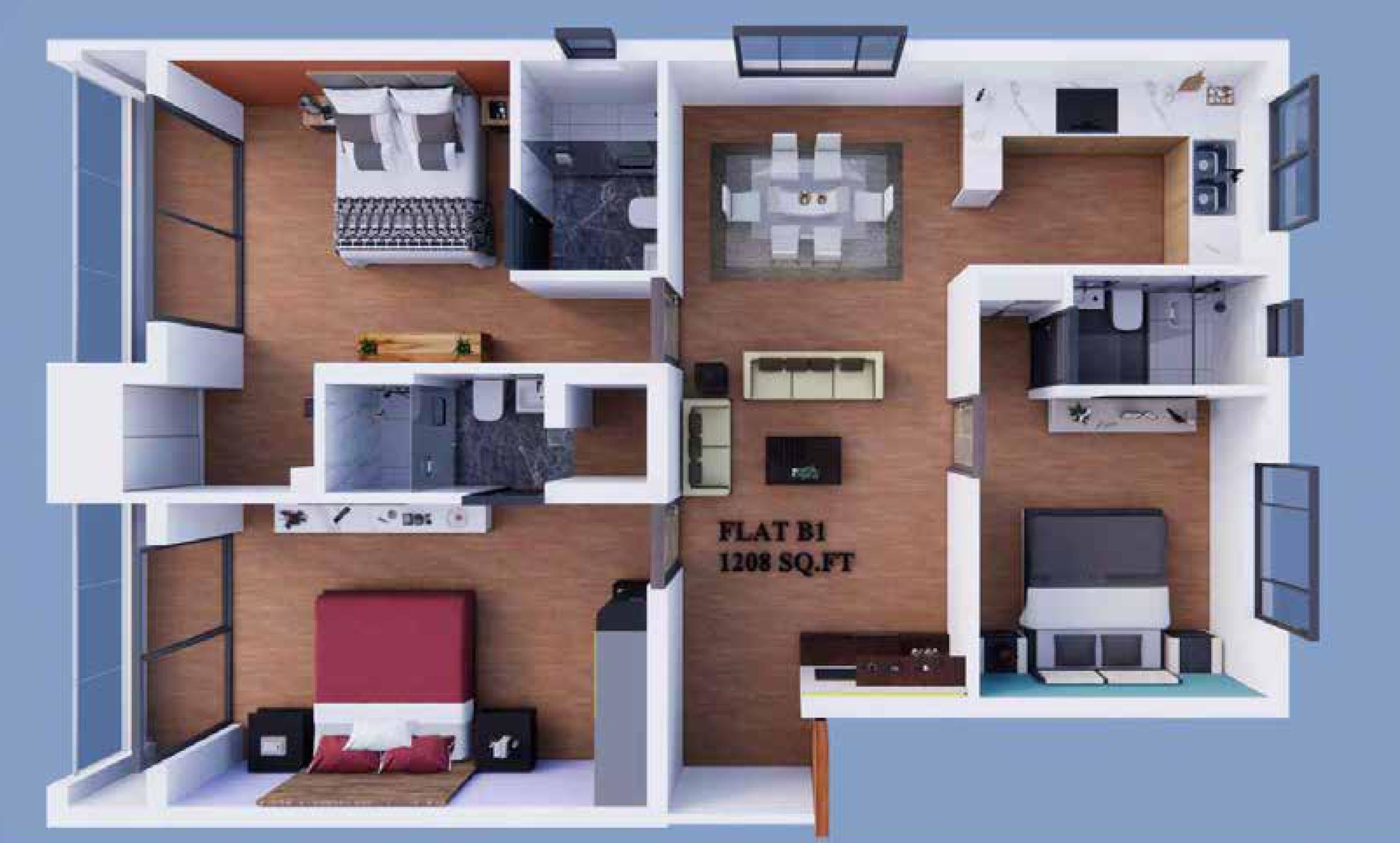 3DFloorPlan of Oblong Vega 4