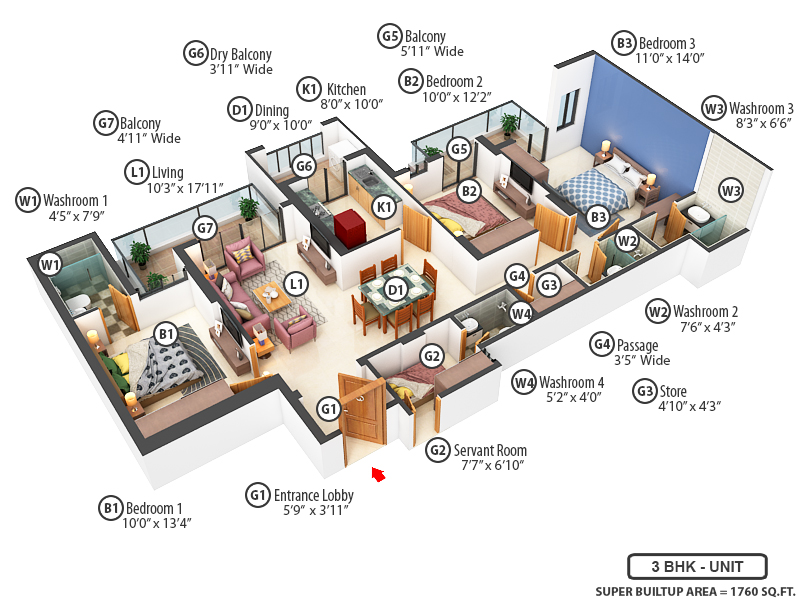 3DFloorPlan of DLF Express Towers
