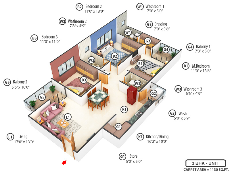 3DFloorPlan of Pramukh Pearl