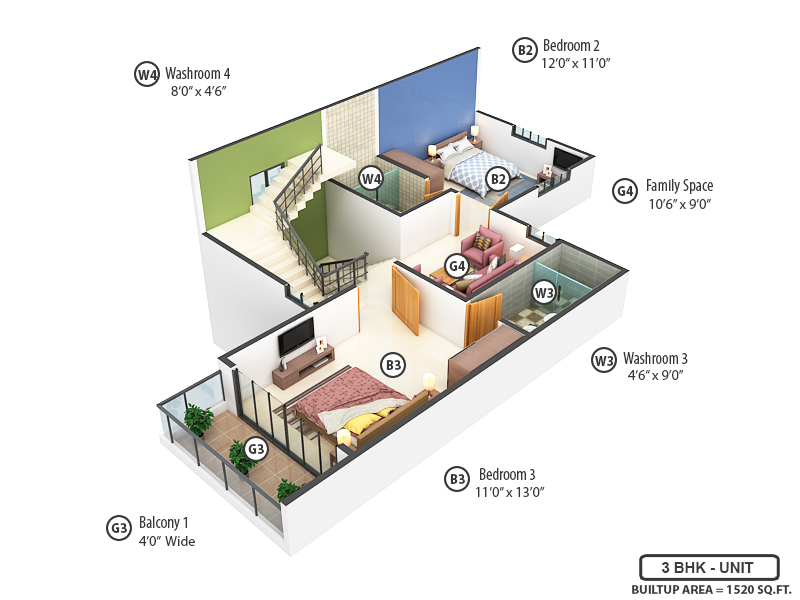 3DFloorPlan of Salarpuria Meraki