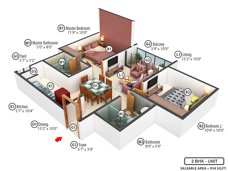 3DFloorPlan of TVS Emerald Elements