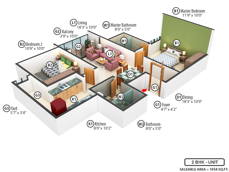 3DFloorPlan of TVS Emerald Elements