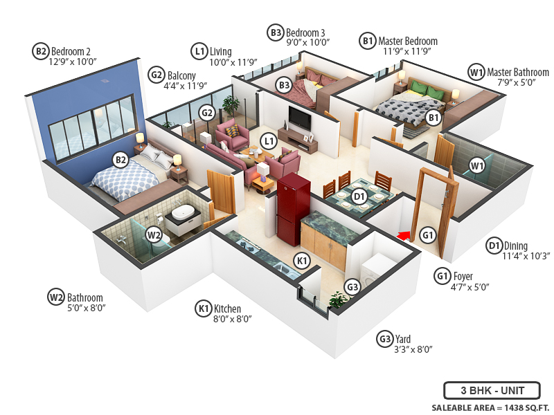 3DFloorPlan of TVS Emerald Elements