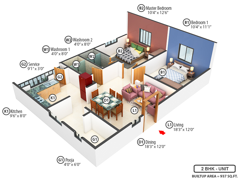 3DFloorPlan of Esha Homes