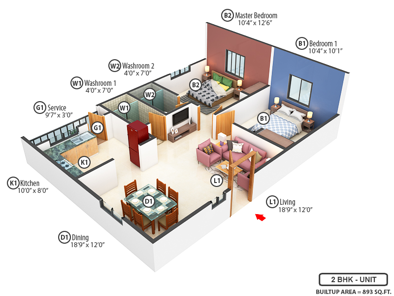 3DFloorPlan of Esha Homes