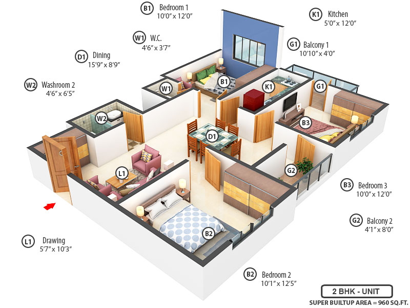 3DFloorPlan of Swastik Residency