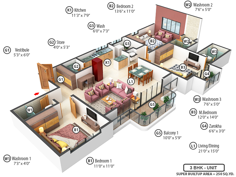 3DFloorPlan of Swarnim Sentossa