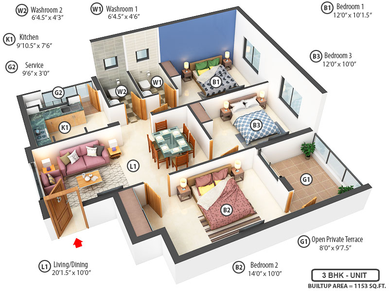 3DFloorPlan of AK Flourite Phase 2