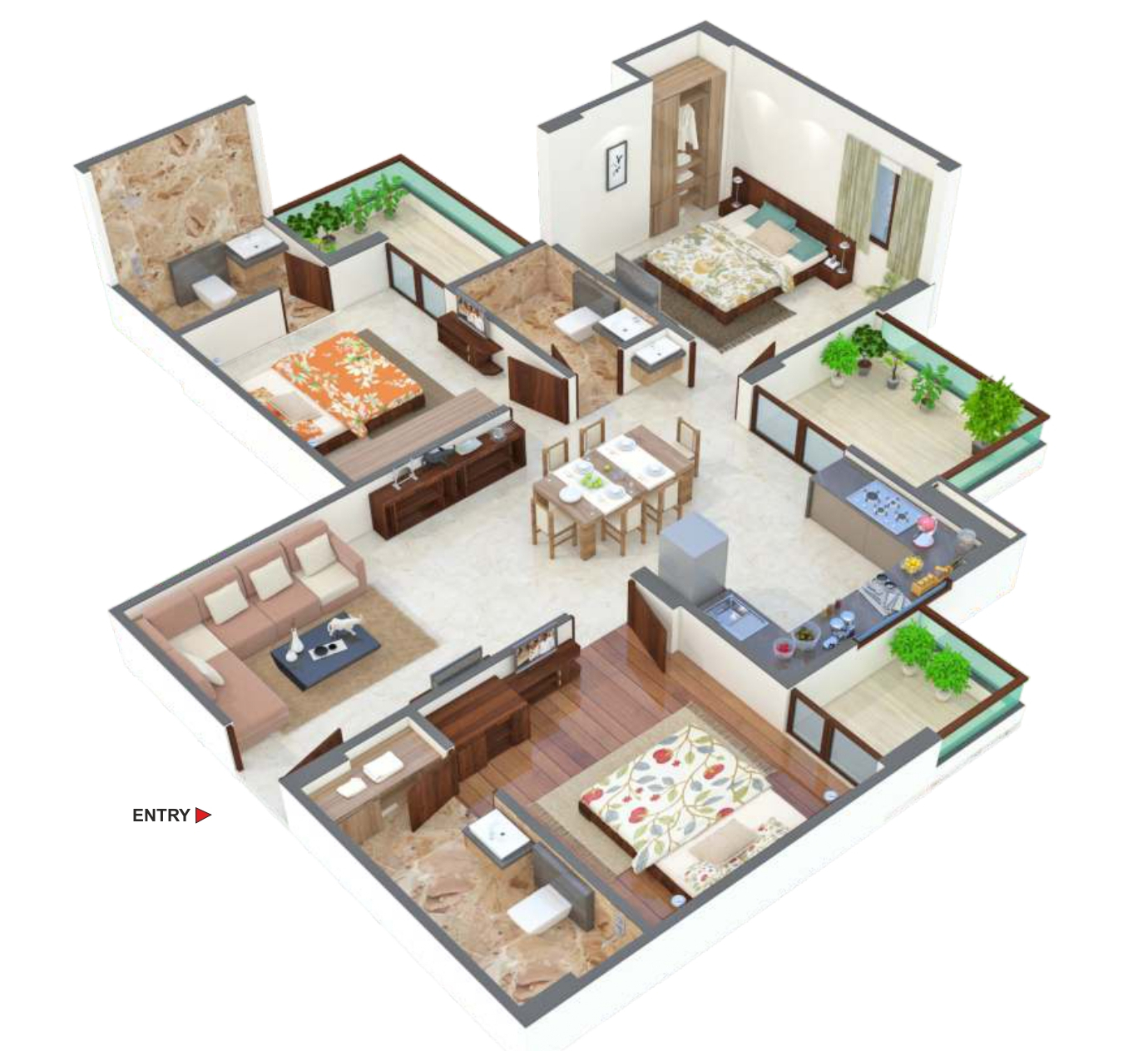 3DFloorPlan of Virat Krishnav Phase 2