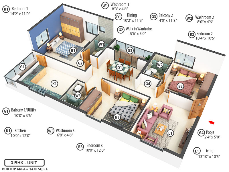 3DFloorPlan of Rahul Jaanvee