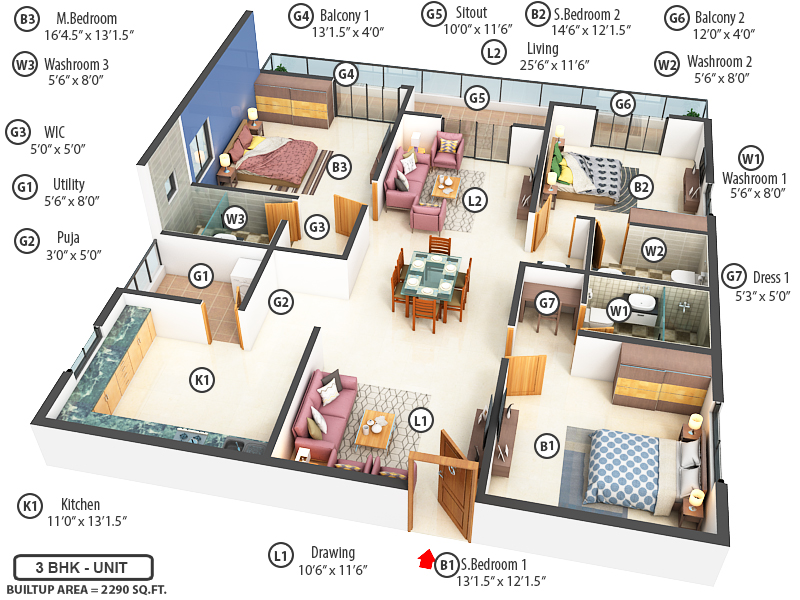 3DFloorPlan of Srias Iwa