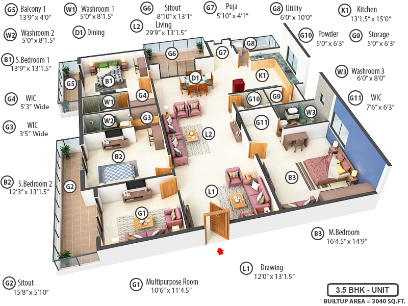3DFloorPlan of Srias Iwa