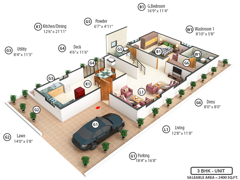 3DFloorPlan of Sark South Meadows 1