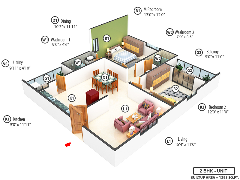 3DFloorPlan of Aastha Gardenia