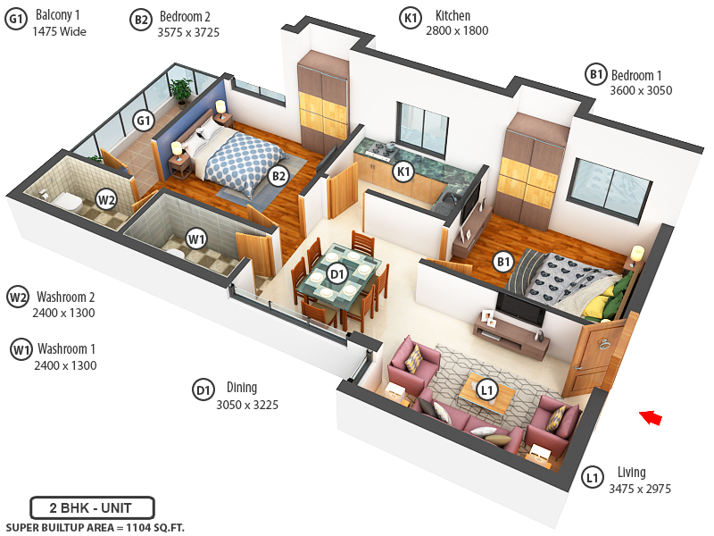 3DFloorPlan of Siddhi Vinyak Megacity