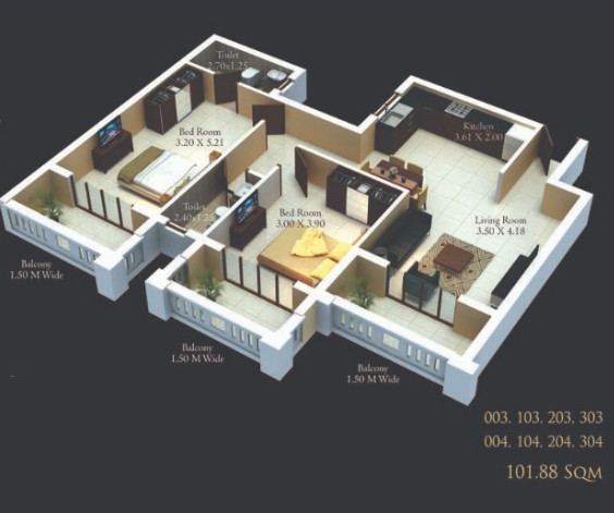 3DFloorPlan of Deshmukh Marvel