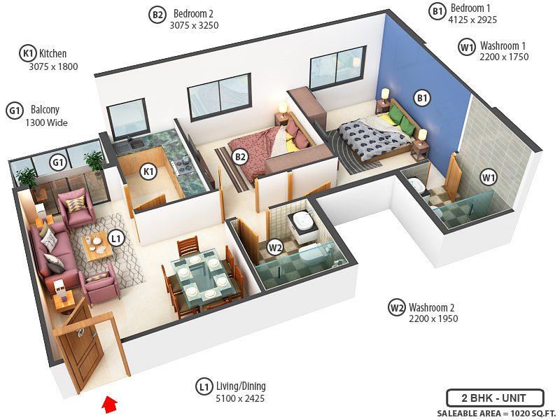 3DFloorPlan of Nirman Vistaa