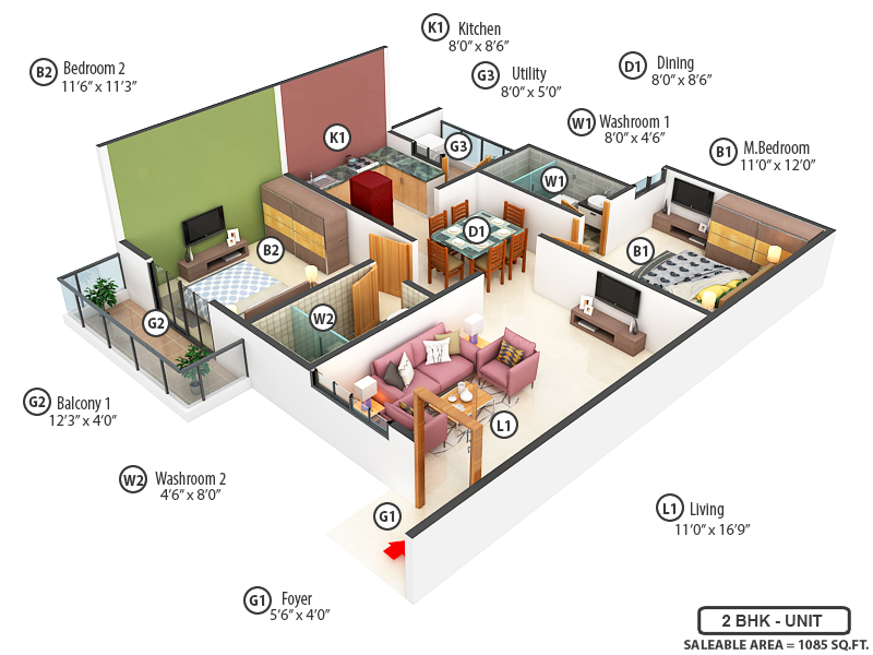 3DFloorPlan of Aryan Krishnaa Divine