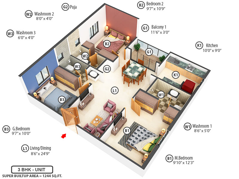 3DFloorPlan of Modi Esteem