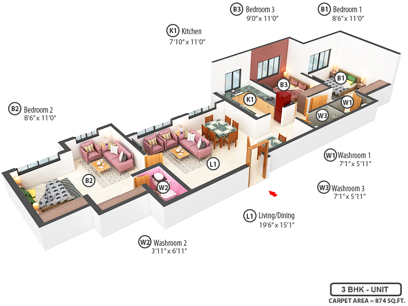 3DFloorPlan of Chheda Avighna