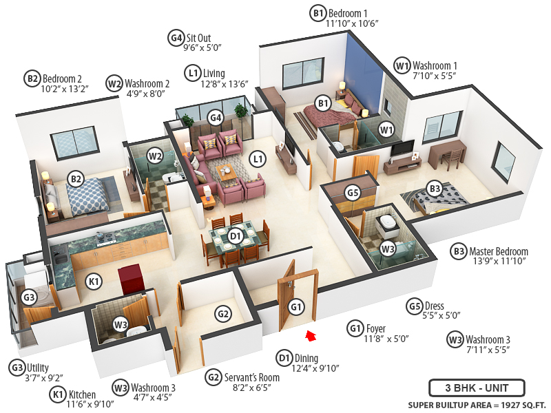3DFloorPlan of Siroya Environ