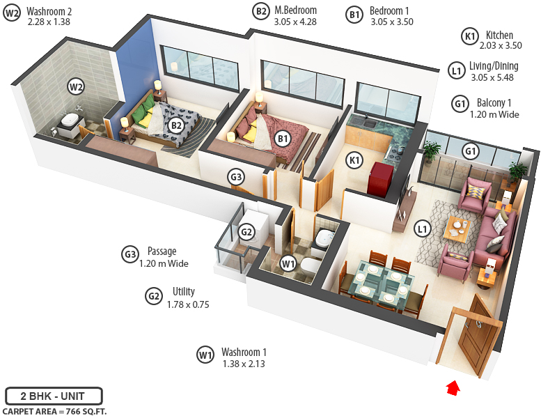 3DFloorPlan of Dosti Eastern Bay Phase 3
