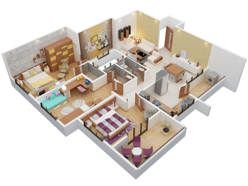 3DFloorPlan of Kalash Enclave