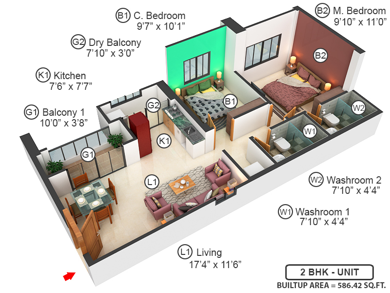 3DFloorPlan of Sanas You57 Tower C