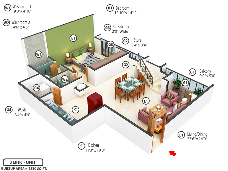 3DFloorPlan of Aditya Orbit