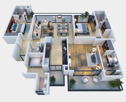 3DFloorPlan of The Ananta Aspire