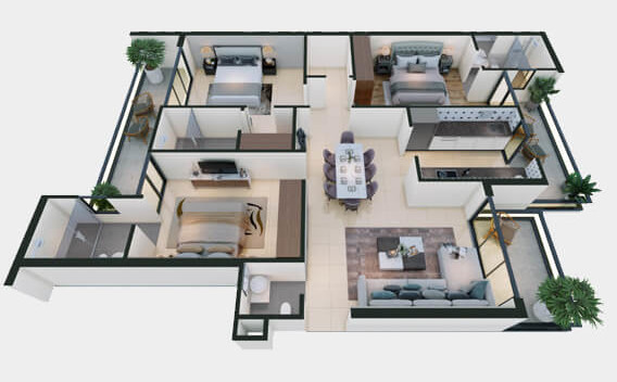 3DFloorPlan of The Ananta Aspire