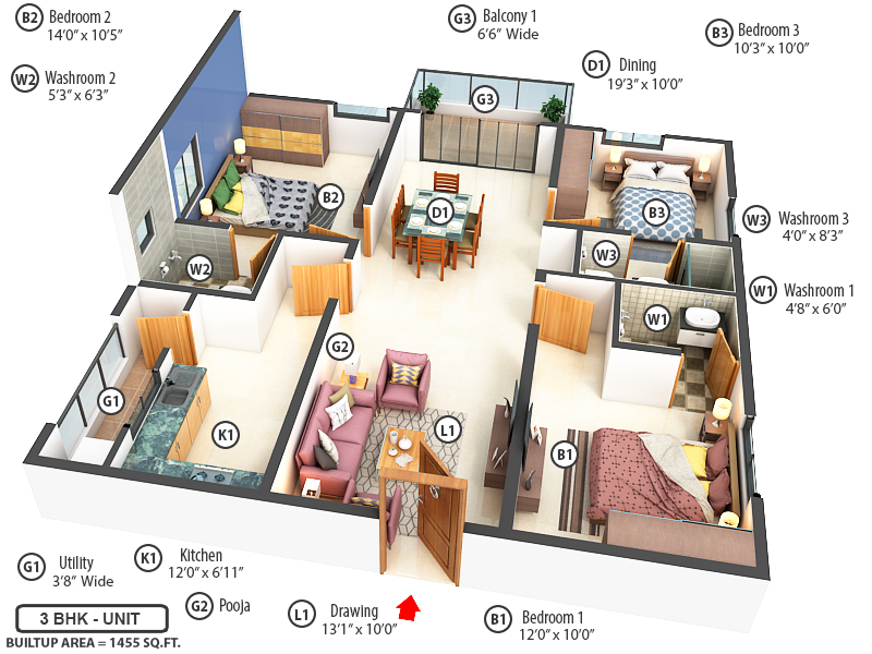 3DFloorPlan of Primark Narenn Primark Inspira